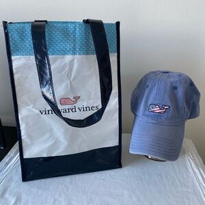 Vineyard Vines Cap with whale flag logo + reusable tote